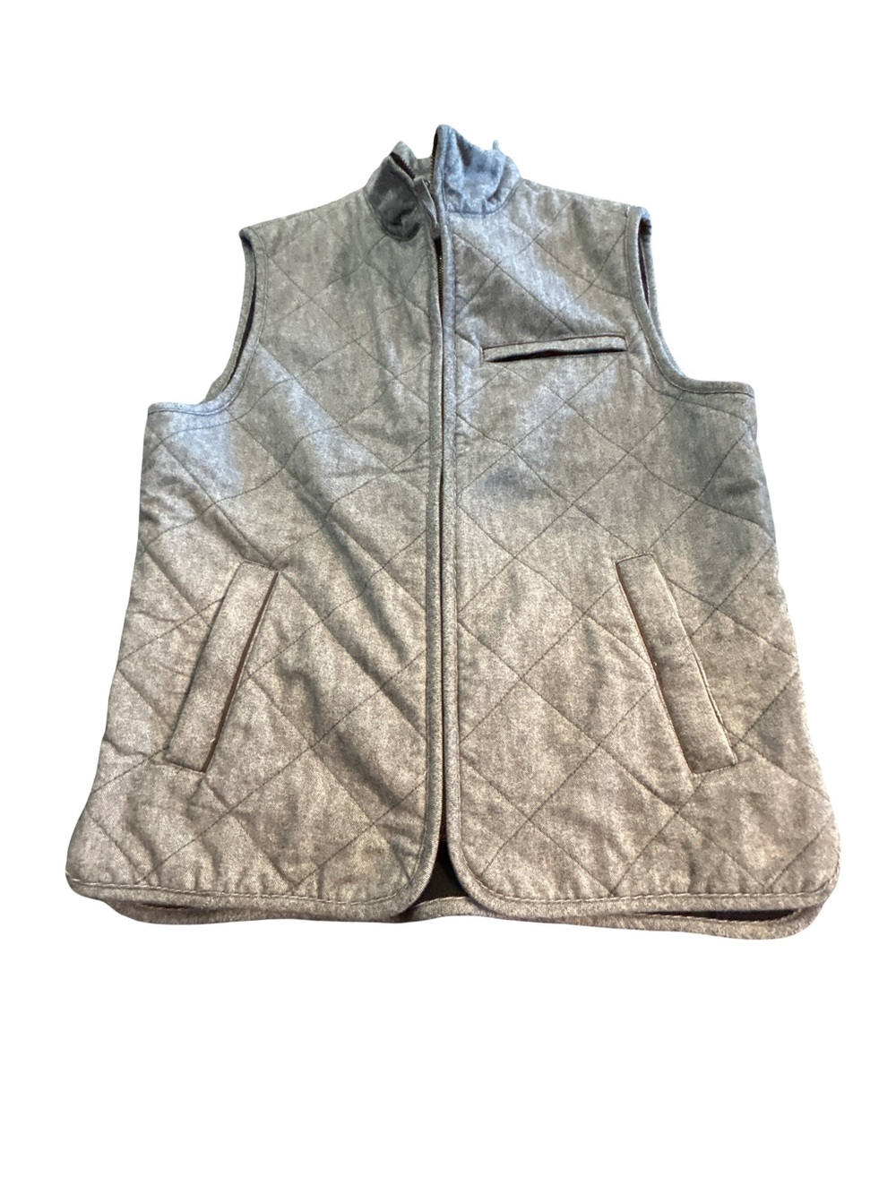 Jos A Bank 1905 Tailored Fit Mens Medium Gray Diamond Quilted Vest Fleece Lined